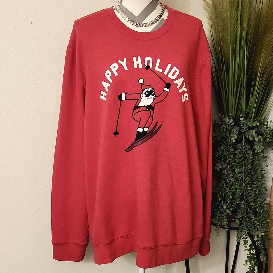 Old Navy New Red Happy Holidays Sweatshirt